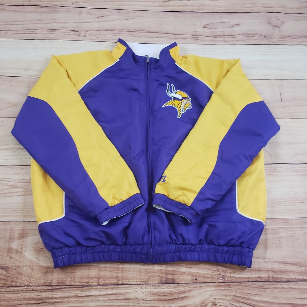 Minnesota Vikings Jacket Mens Extra Large Purple Yellow Football Reversible *‎